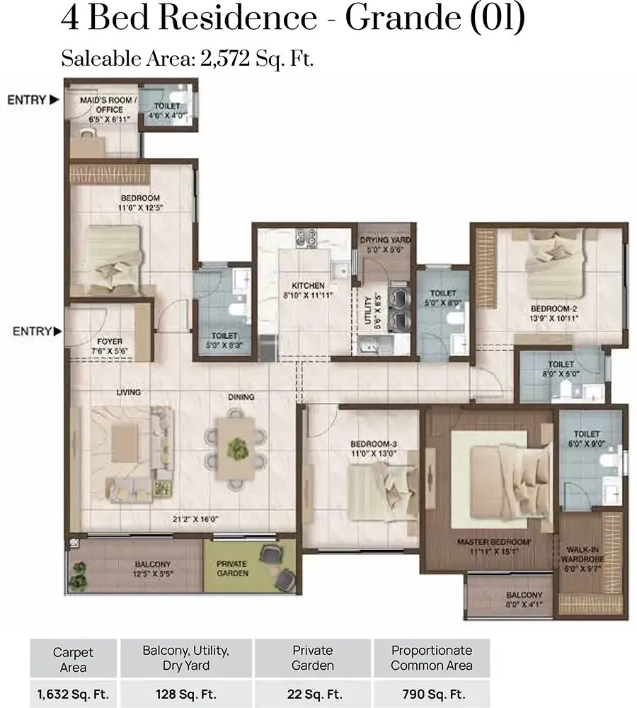 CKPC Heart of Harmony 4 BHK 2572 Sq Ft Floor Plan