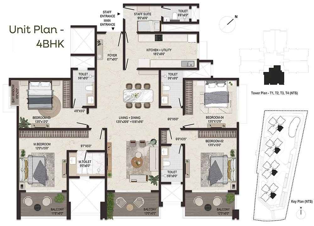 Embassy Sky Terraces 4 BHK Floor Plan