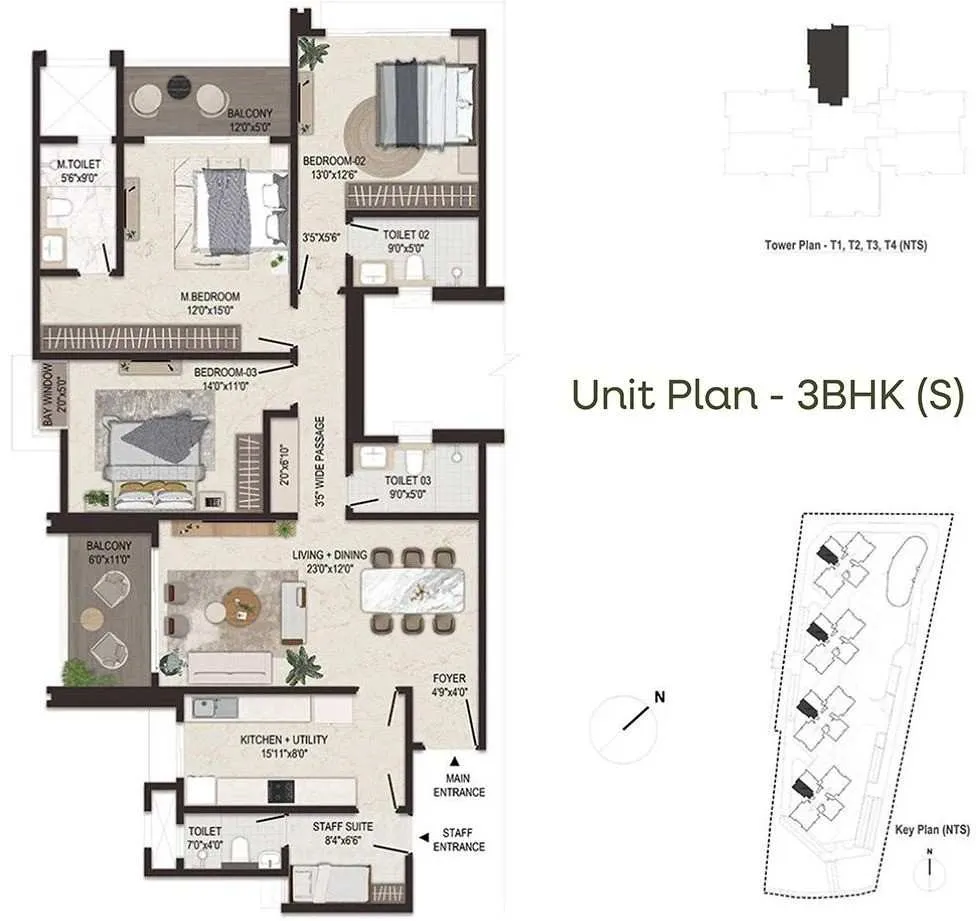 Embassy Sky Terraces 3 BHK S Floor Plan