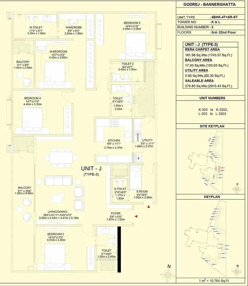 Godrej Vanantara Floor Plan 4 BHK Unit J 2915 Sqft