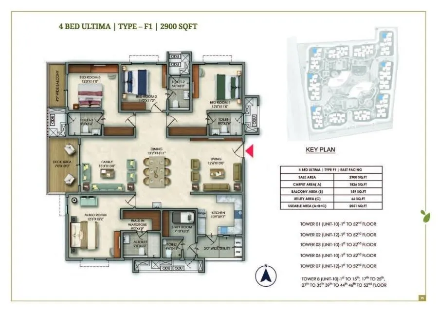 Prestige Golden Grove Floor Plan 4 BHK 2900 Sqft