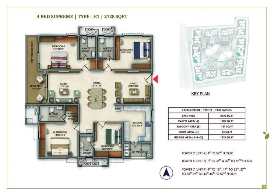 Prestige Golden Grove Floor Plan 4 BHK 2728 Sqft