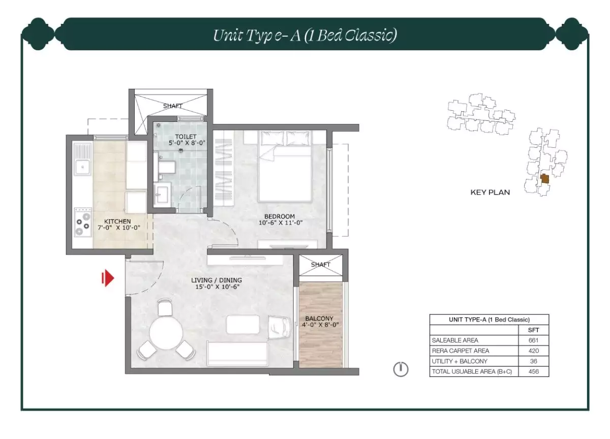 Prestige Suncrest Floor Plan 1 BR 661 Sqft
