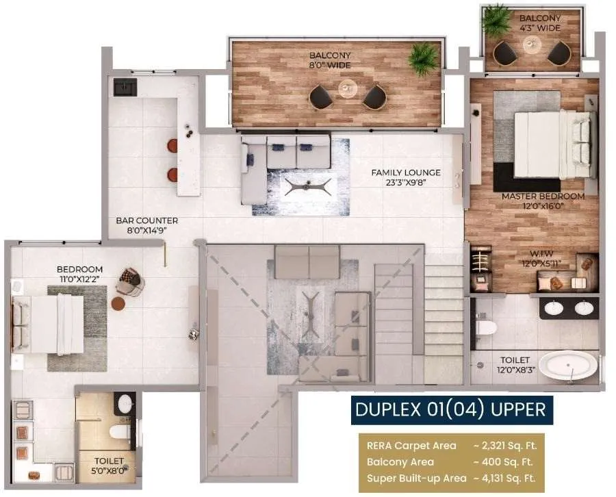 Purva Northern Lights Floor Plan Duplex 01-04 Upper Level