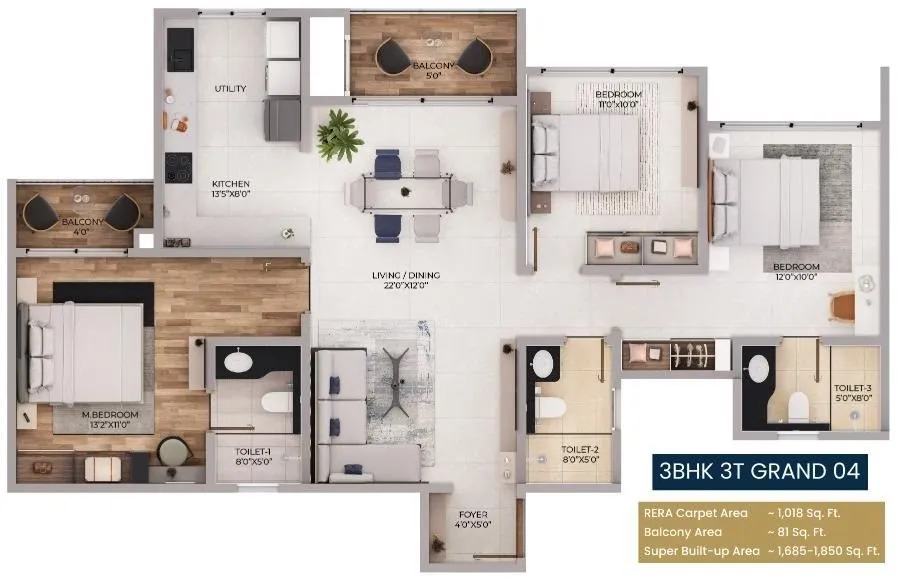 Purva Northern Lights Floor Plan Duplex 03-08 Upper Level