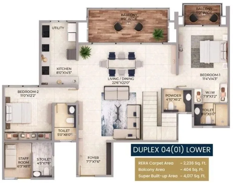 Purva Northern Lights Floor Plan Duplex 04-01 Lower Level