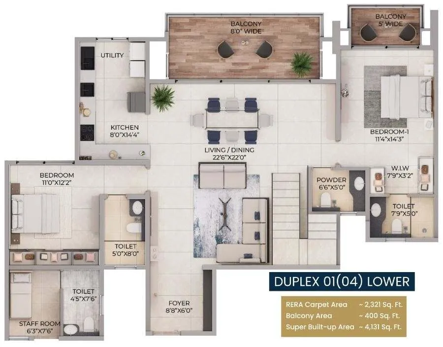 Purva Northern Lights Floor Plan Duplex 01-04 Lower Level