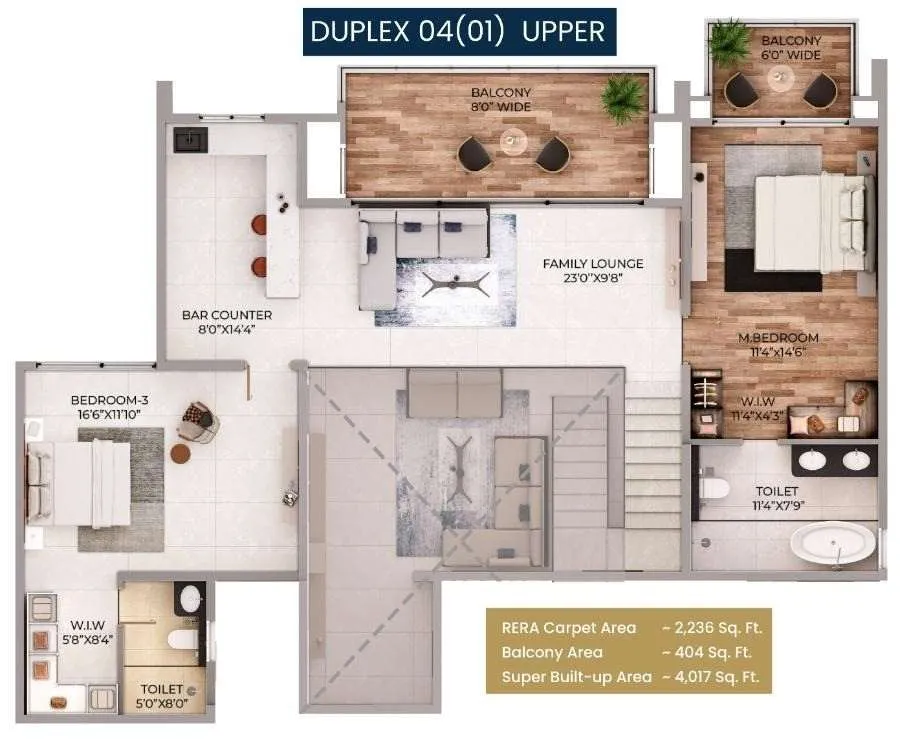 Purva Northern Lights Floor Plan Duplex 04-01 Upper Level
