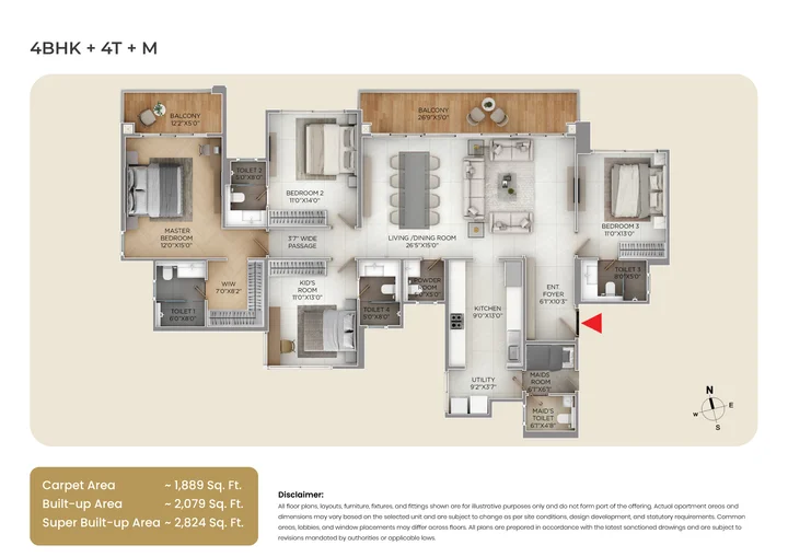 Purva Silver Sky Floor Plan 4 BHK 2824 Sqft