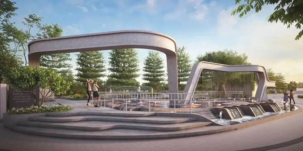 Water features and landscaping at Sumadhura Elysium Panathur