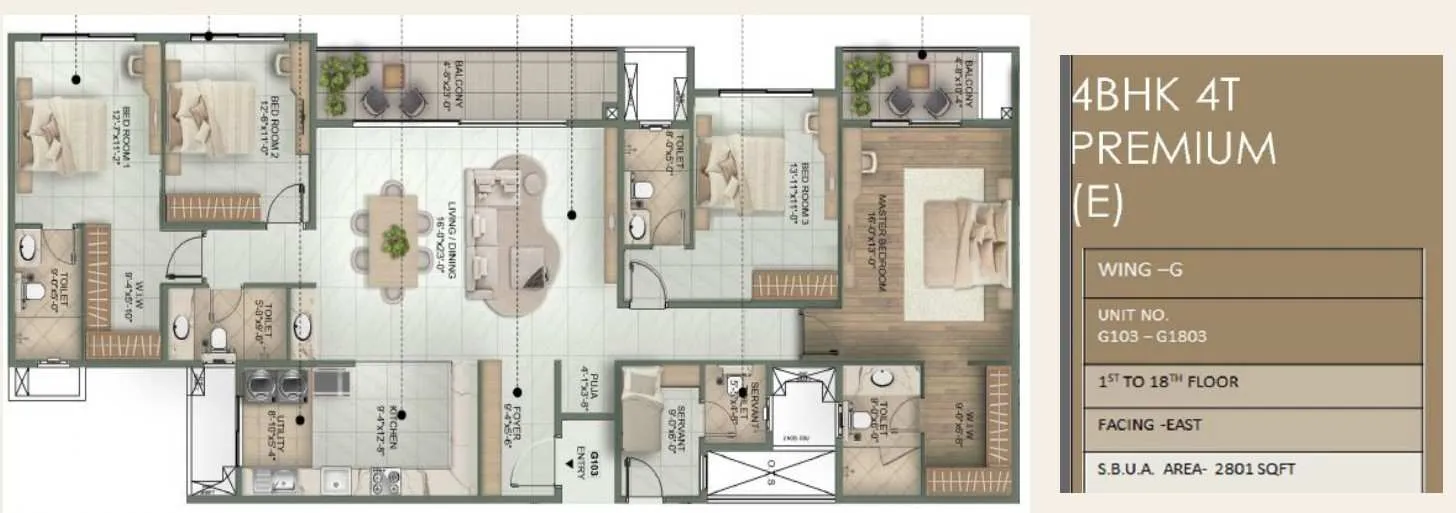 Sumadhura Elysium 4 BHK Premium floor plan 2801 sqft