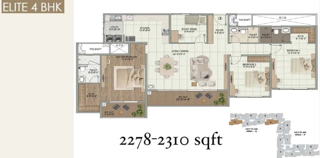 Sumadhura Elysium 4 BHK Elite floor plan 2278 to 2310 sqft
