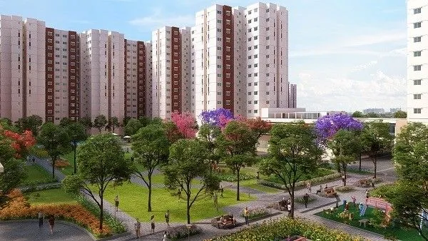 Landscaped garden view at Shriram 107 SouthEast Attibele