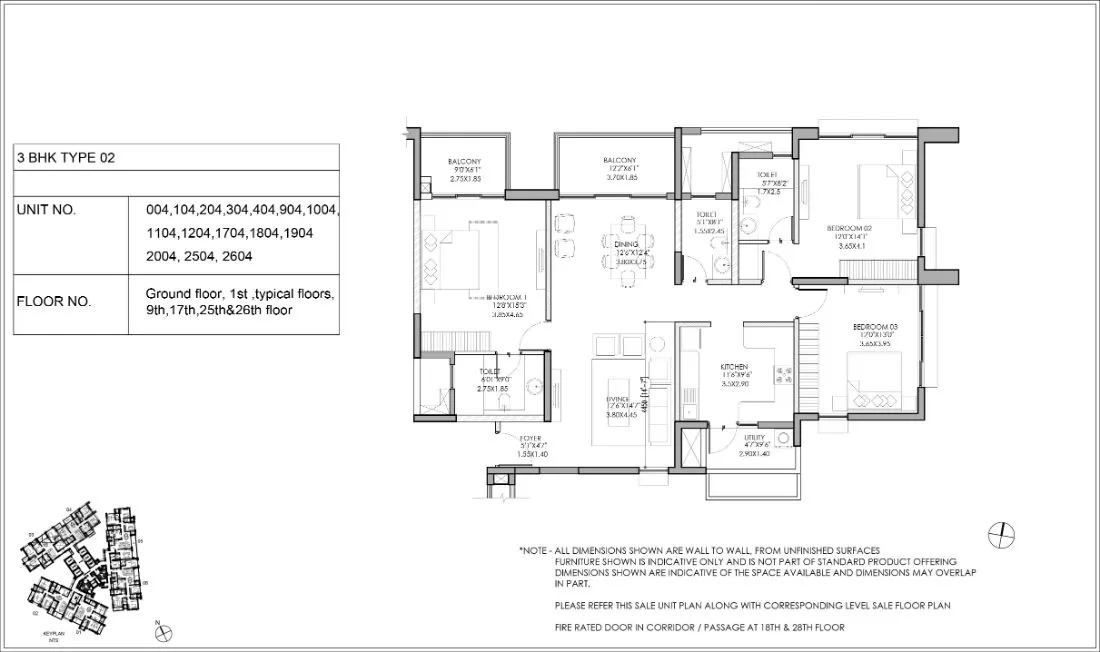 Shapoorji Pallonji ParkWest 3 BHK floor plan Type 2