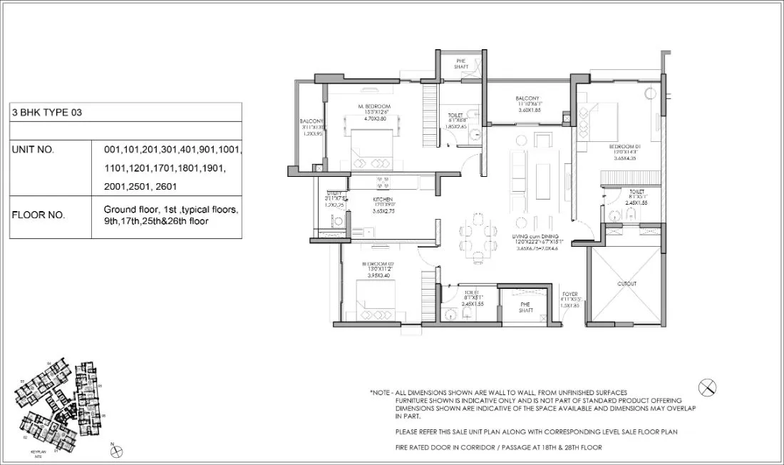 Shapoorji Pallonji ParkWest 3 BHK floor plan Type 3