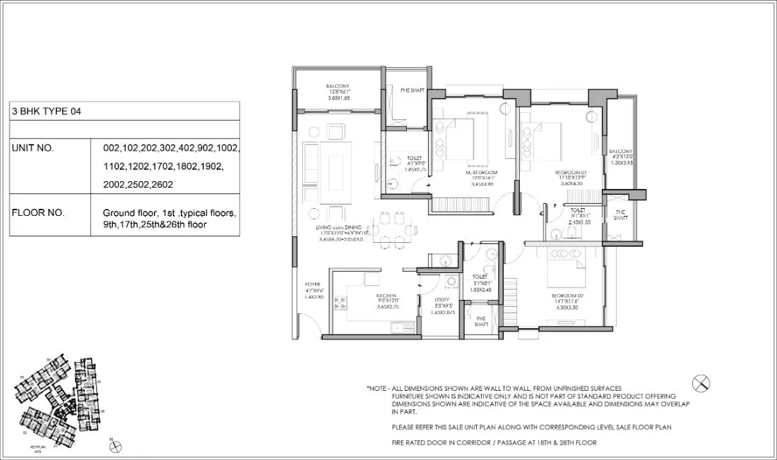 Shapoorji Pallonji ParkWest 3 BHK floor plan Type 4