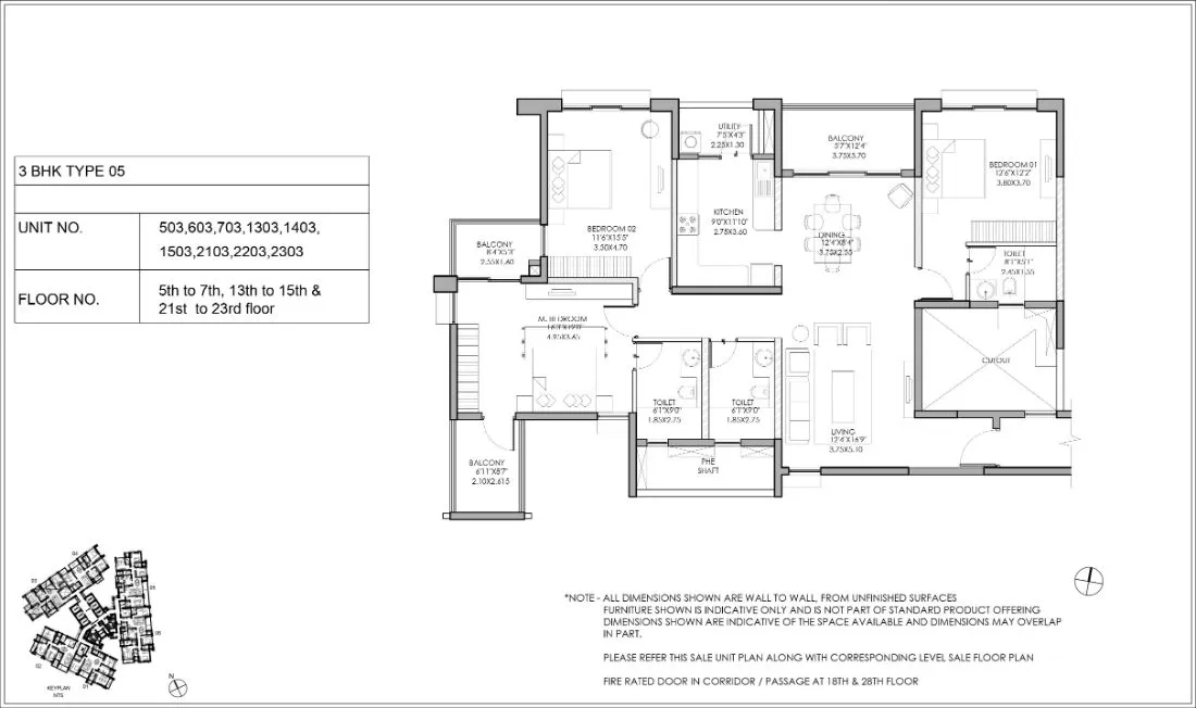 Shapoorji Pallonji ParkWest 3 BHK floor plan Type 5