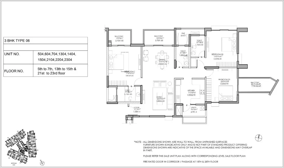 Shapoorji Pallonji ParkWest 3 BHK floor plan Type 6