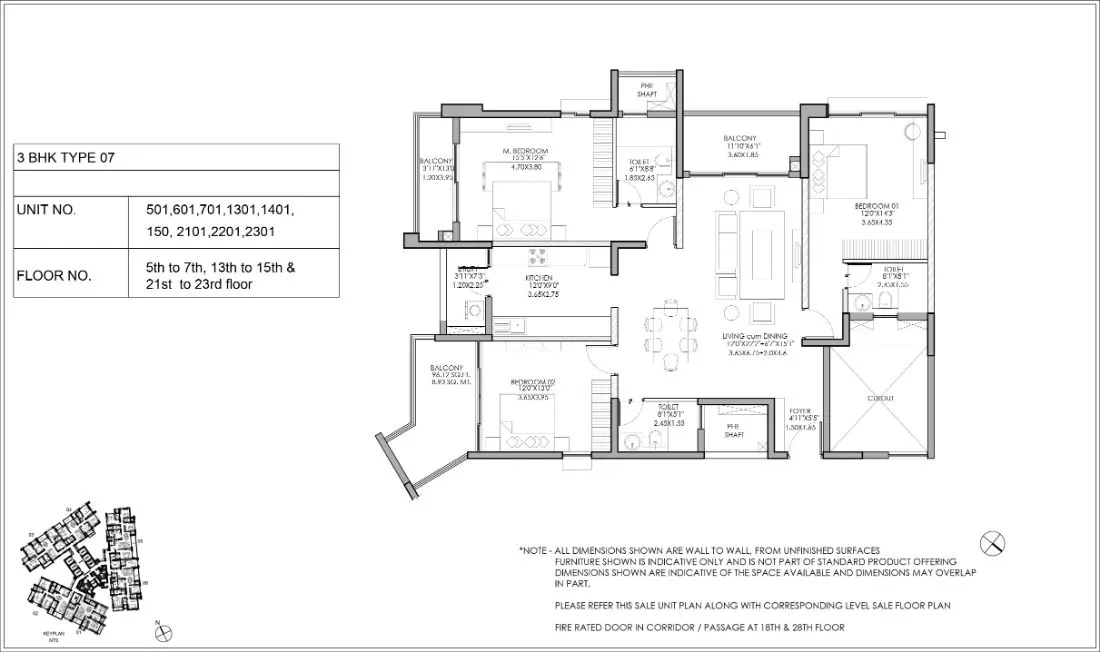 Shapoorji Pallonji ParkWest 3 BHK floor plan Type 7