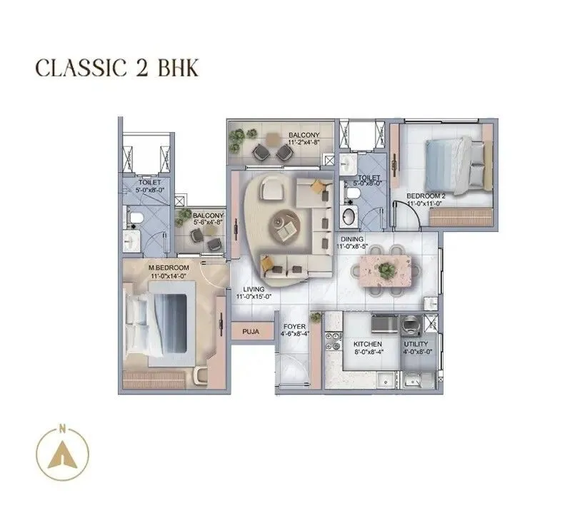 Sumadhura Edition Classic 2 BHK floor plan unit layout