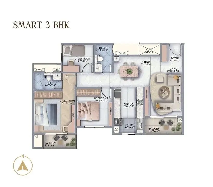 Sumadhura Edition Smart 3 BHK floor plan unit layout