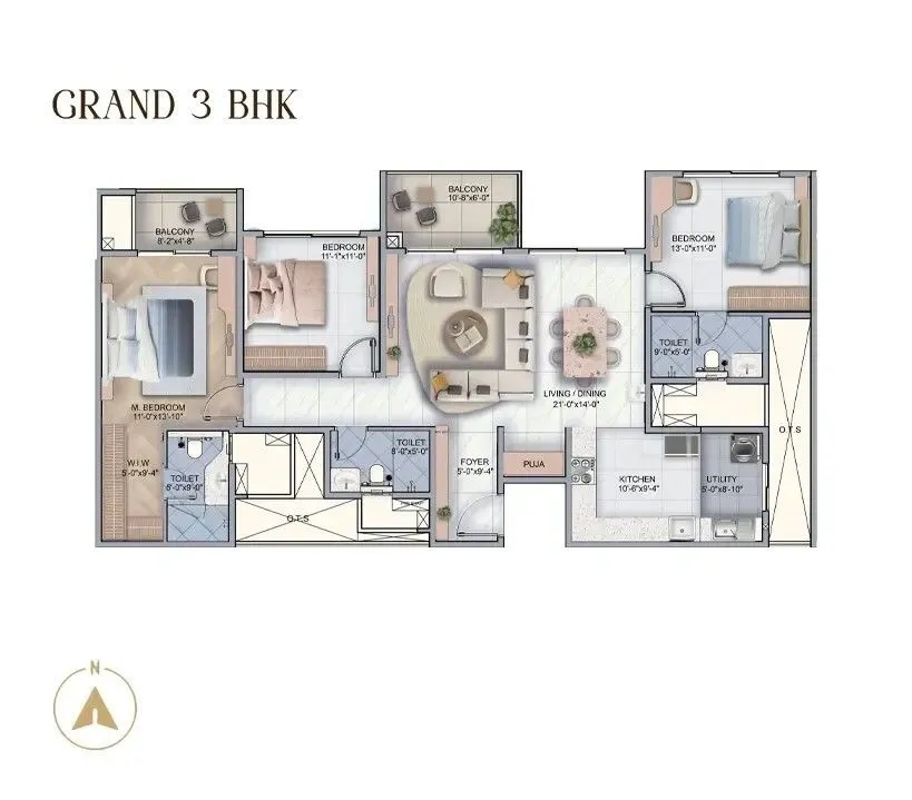 Sumadhura Edition Grand 3 BHK floor plan unit layout