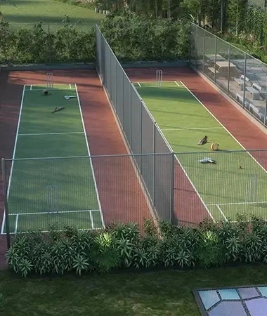 Cricket pitch at Sattva Green Groves Nelamangala