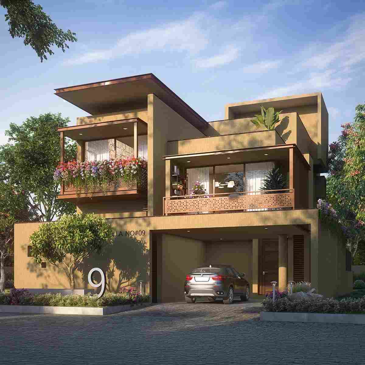 Earth villas elevation at Svamitva Terravana Kanakapura Road