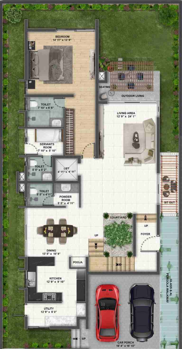 Svamitva Terravana premium east villa ground floor plan
