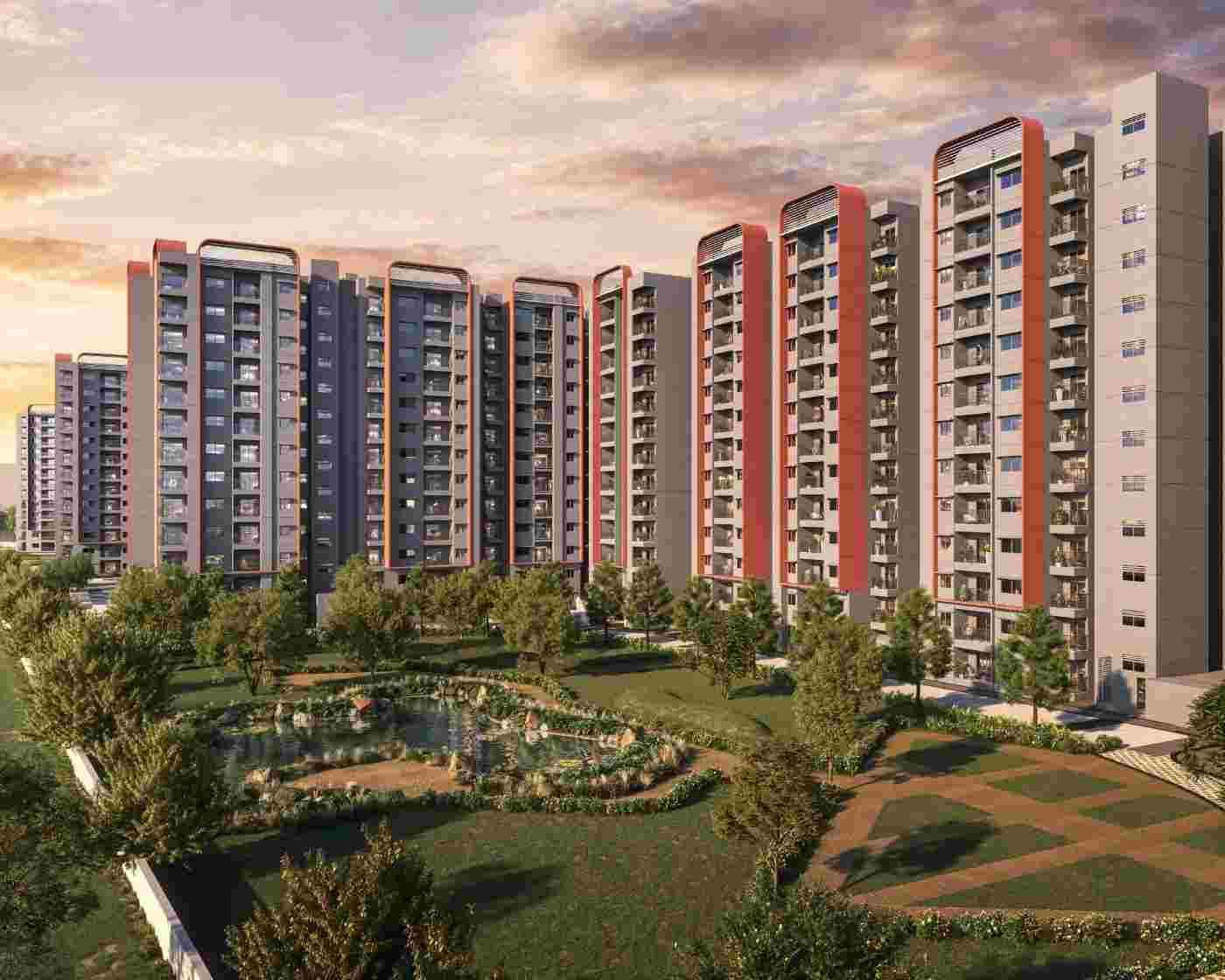 Elevation and landscape view of TVS Emerald Altura
