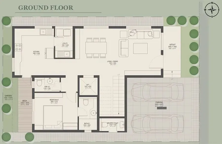 Nambiar Villas 4 BHK 3782 sqft ground floor plan