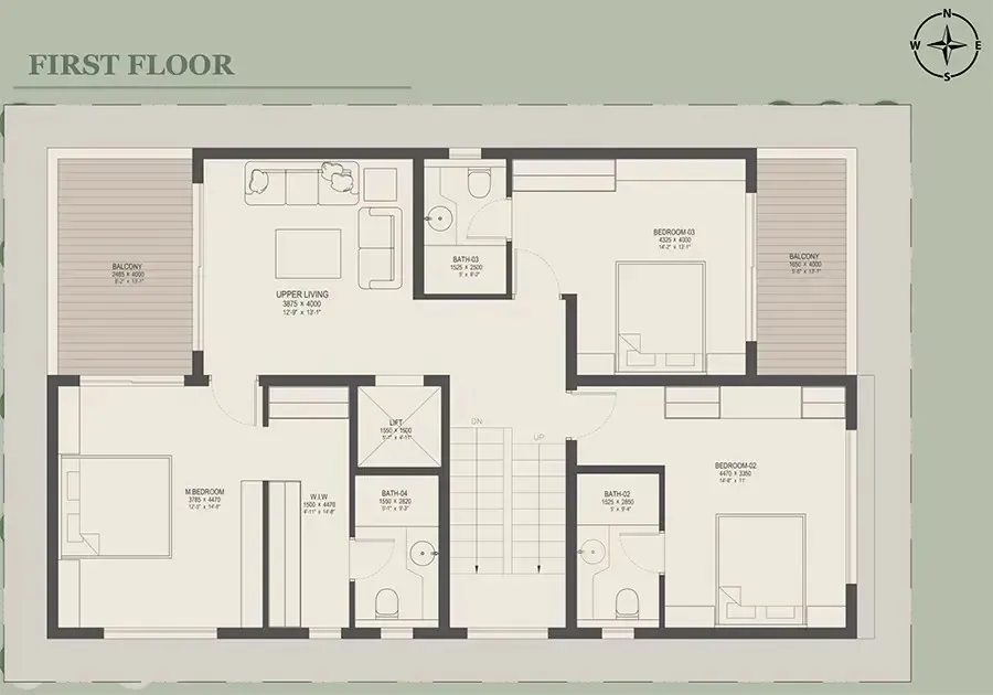 Nambiar Villas 4 BHK 3782 sqft first floor plan