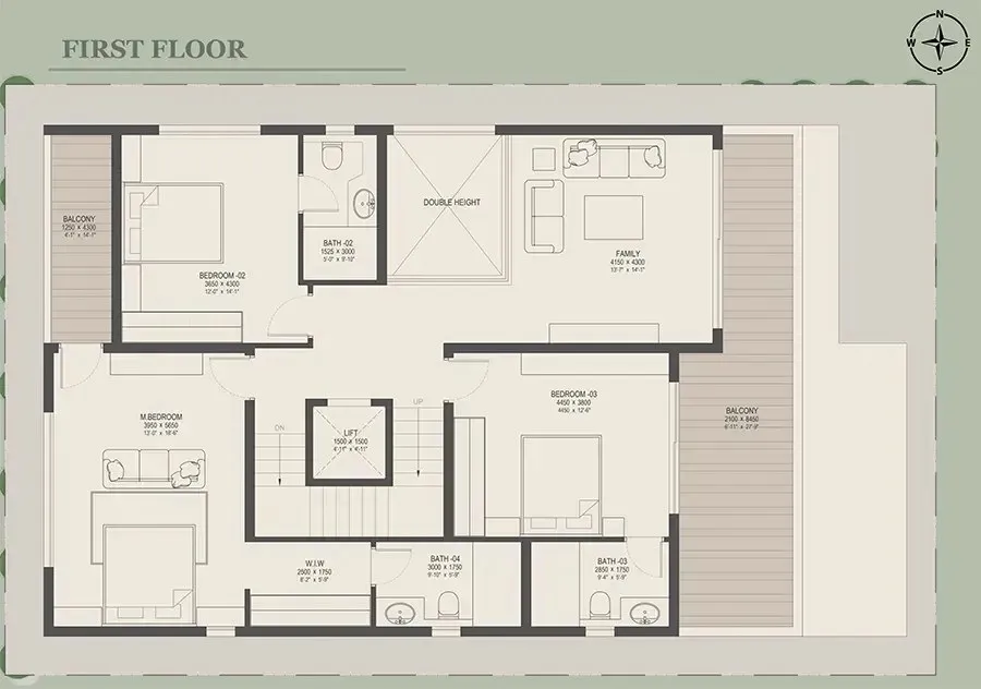 Nambiar Villas 4 BHK 4627 sqft first floor plan