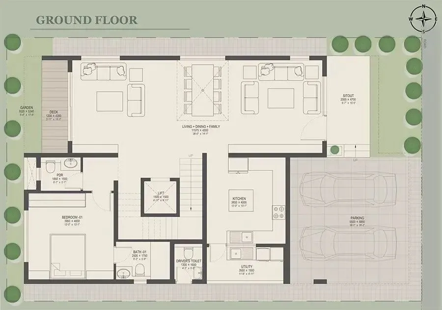 Nambiar Villas 4 BHK 4627 sqft ground floor plan