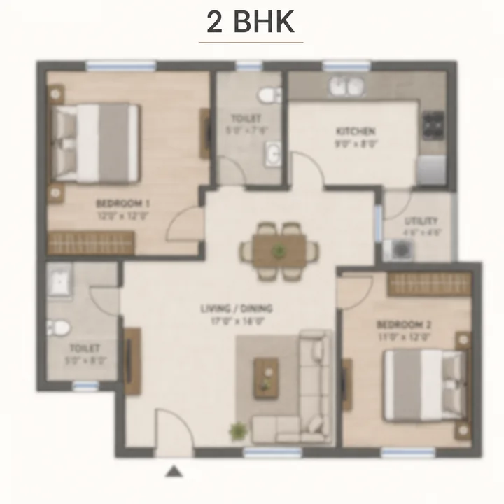 Brigade WTC Devanahalli 2 BHK floor plan