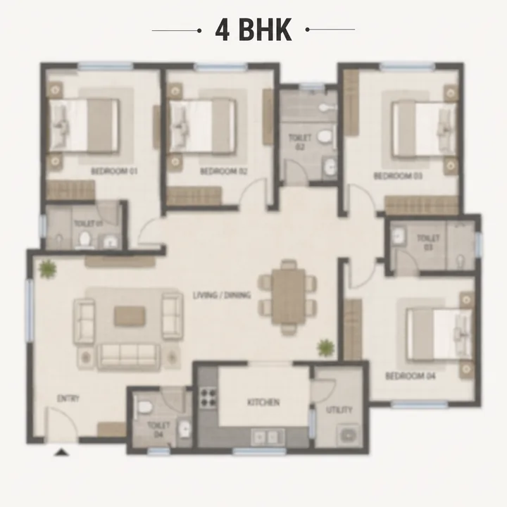 Brigade WTC Devanahalli 4 BHK floor plan