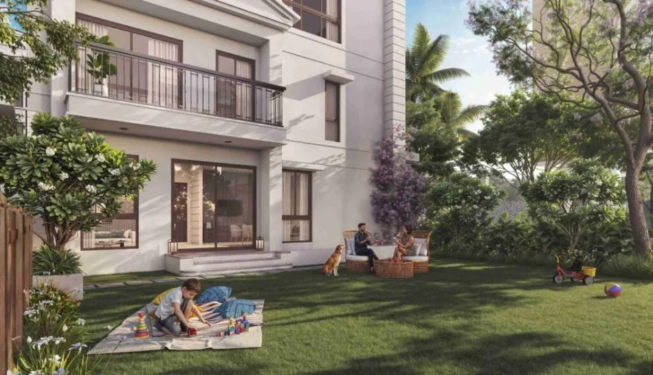 Villa entrance elevation at NVT Oikos Whitefield