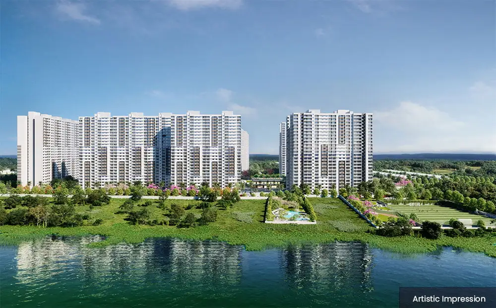 Landscaped garden view at Adarsh Rosewood Bellandur
