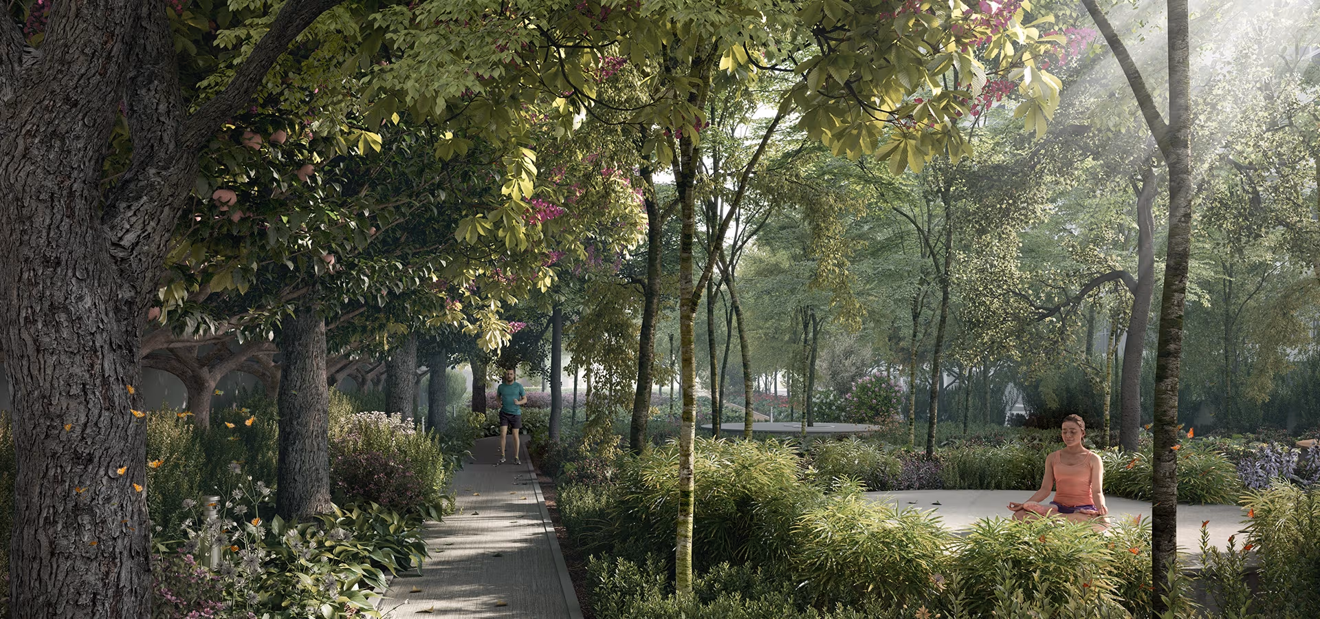 Open landscaped spaces at Godrej Woodland plots