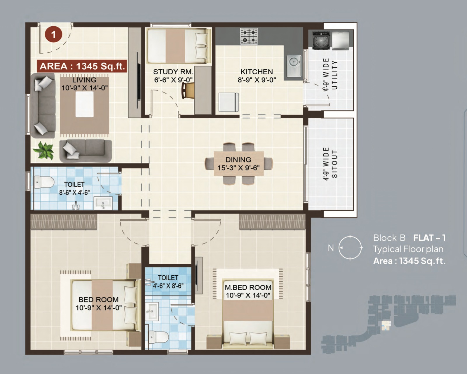 Mohan Tritone 2.5 BHK floor plan Gunjur