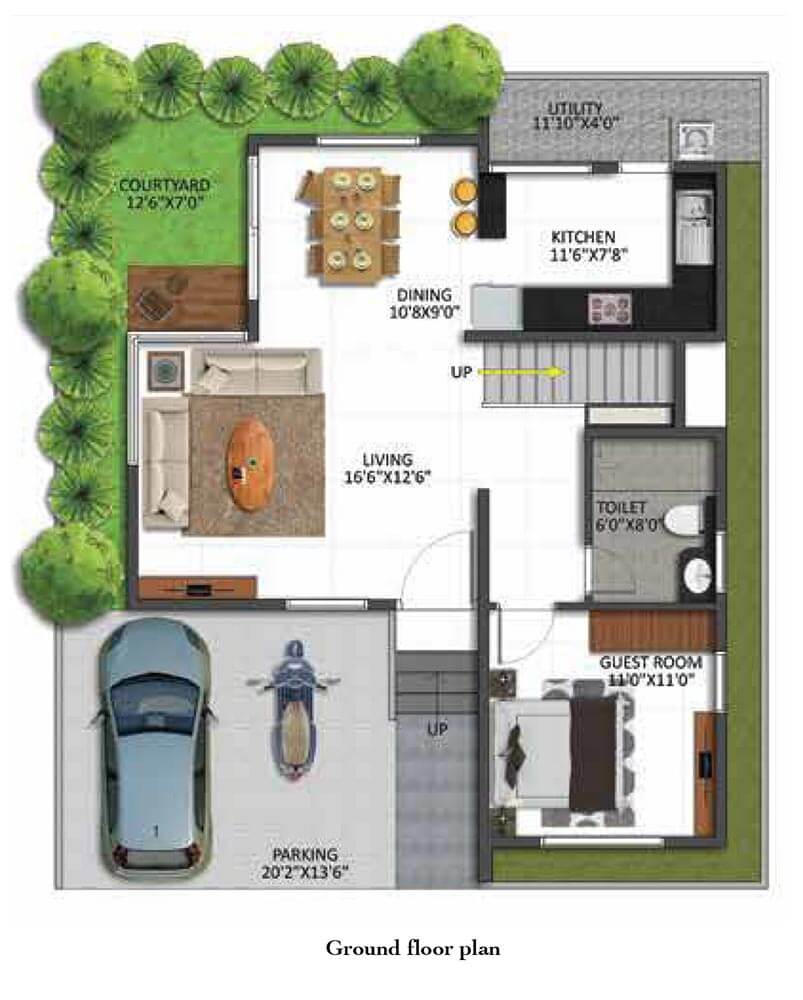 Shriram Chirping Grove villa ground floor plan Sarjapur