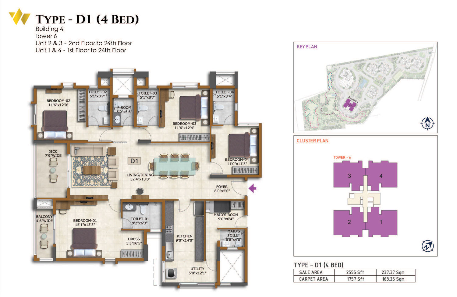 Prestige Waterford 3 BHK floor plan Whitefield