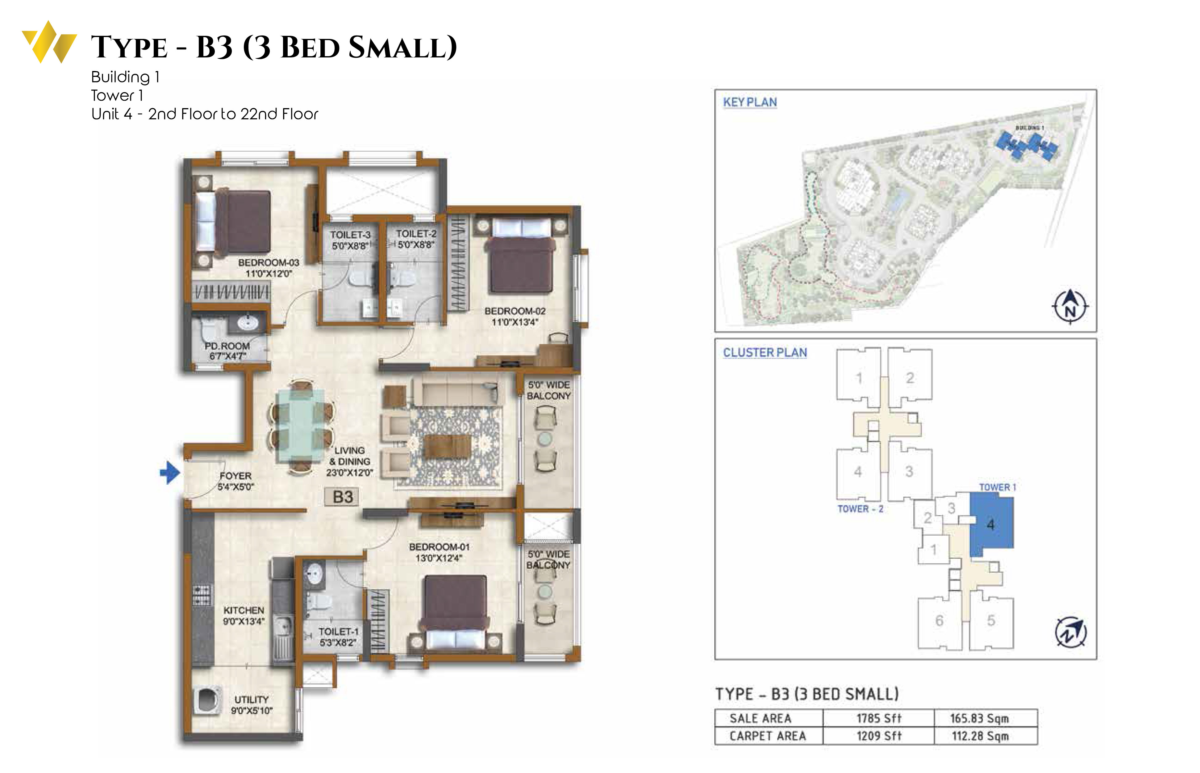 Prestige Waterford unit layout plan Whitefield Bangalore