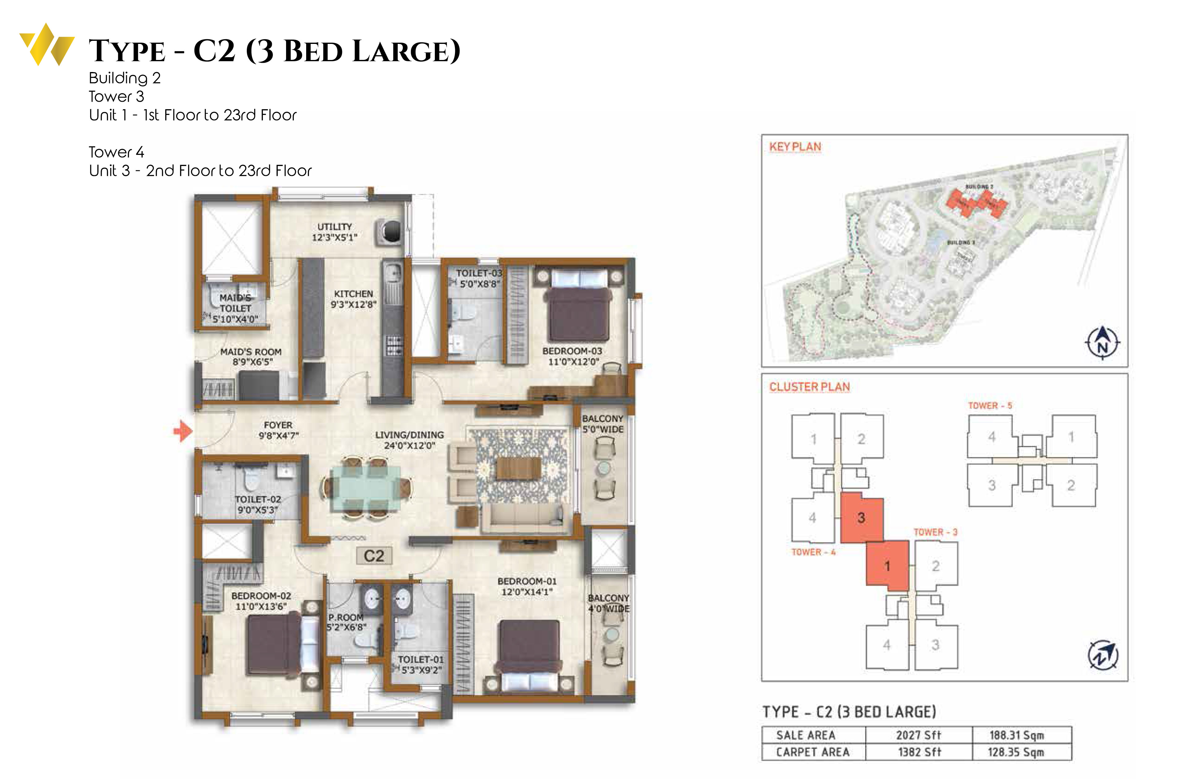 Prestige Waterford apartment layout plan ECC Road Whitefield
