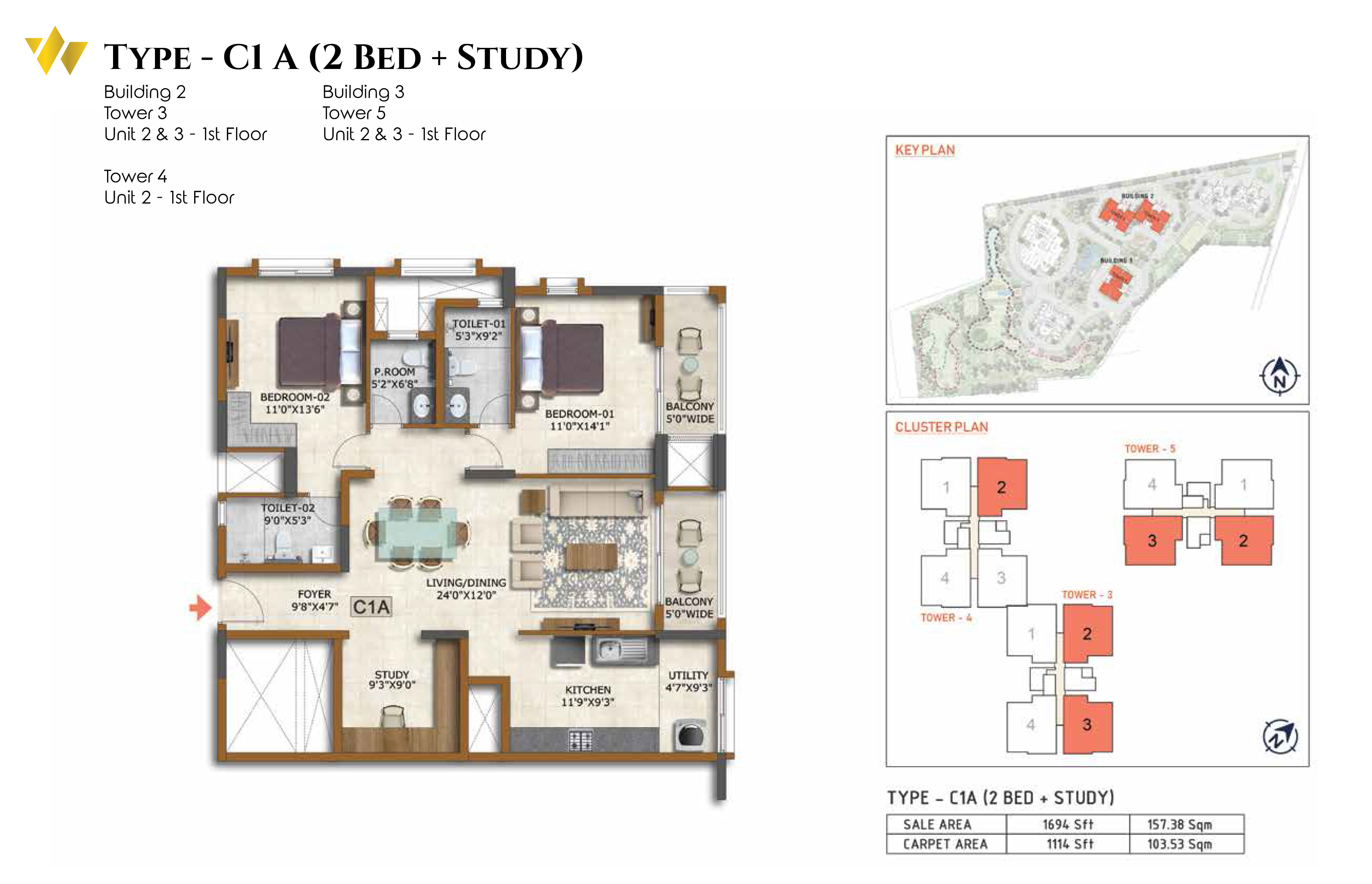 Prestige Waterford tower floor plate plan Whitefield