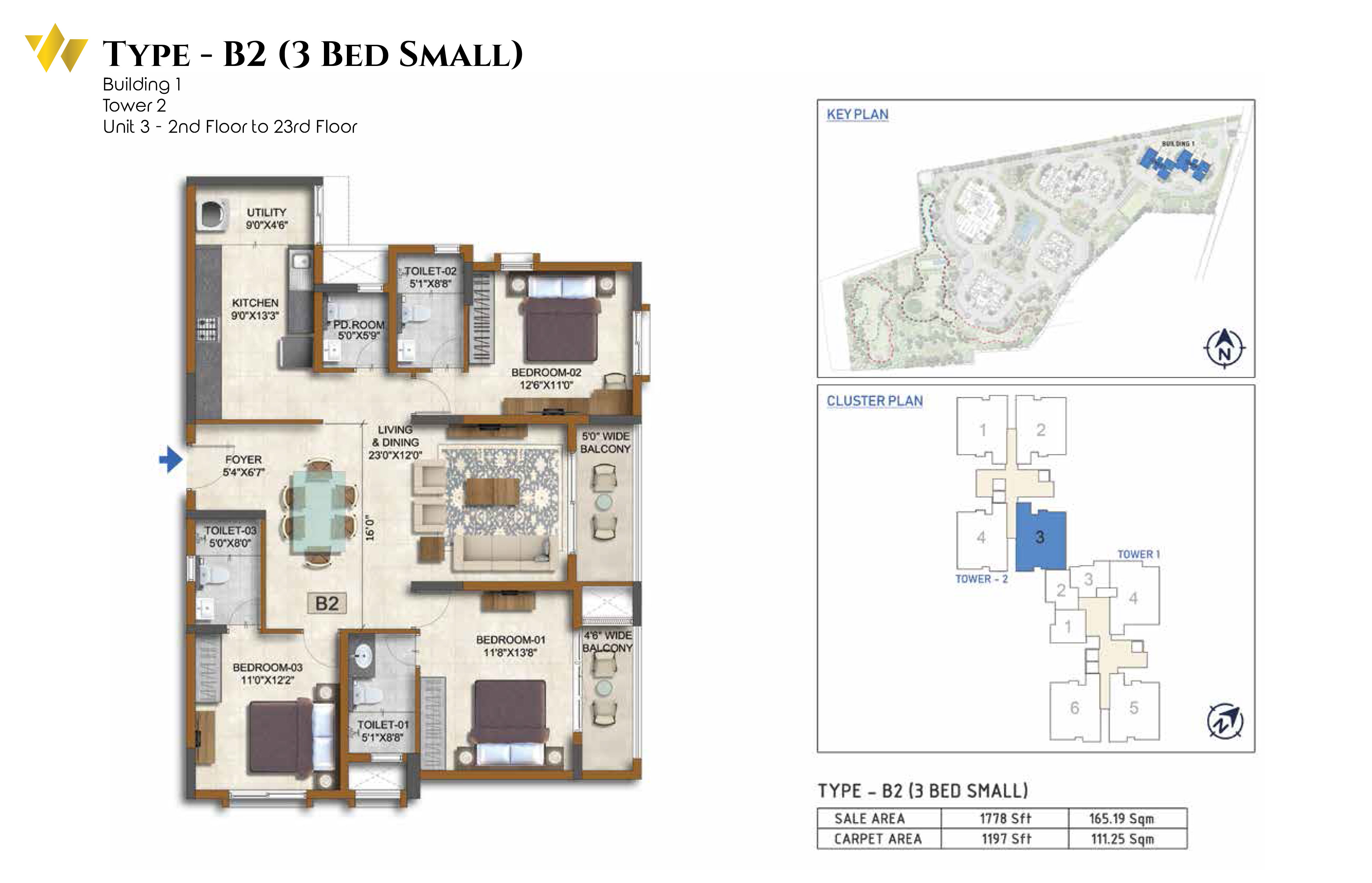 Prestige Waterford typical floor plan Whitefield Bangalore