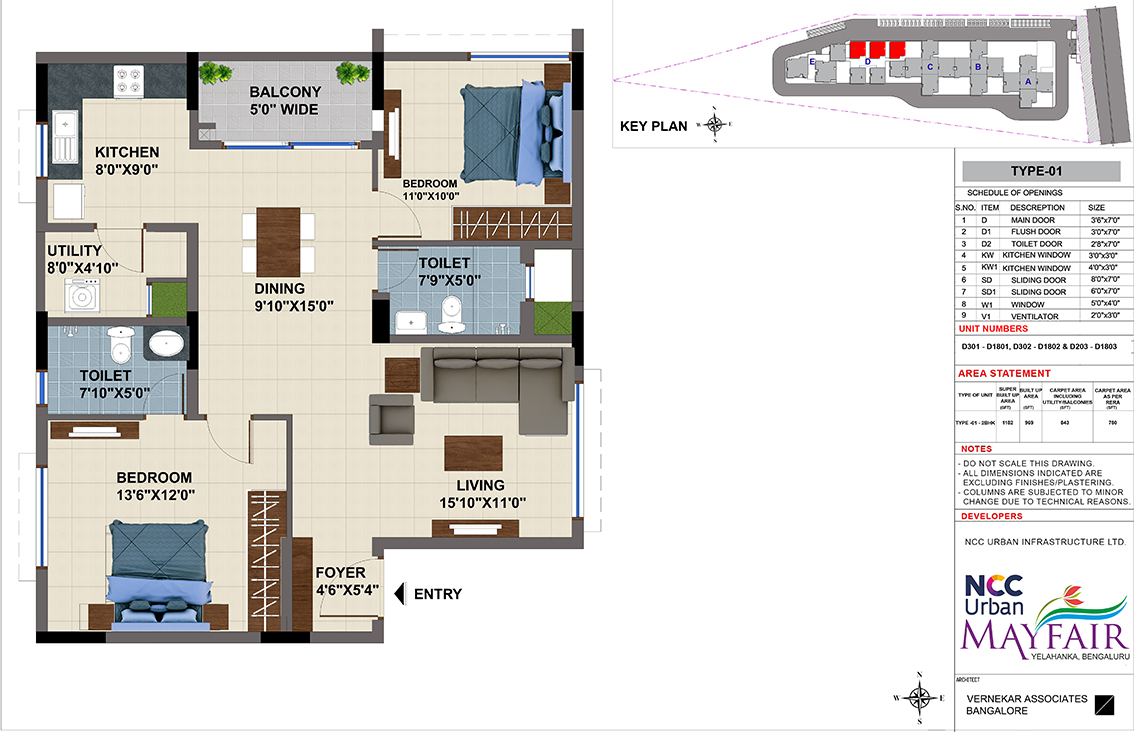 NCC Urban Mayfair 2 BHK floor plan Yelahanka Bangalore