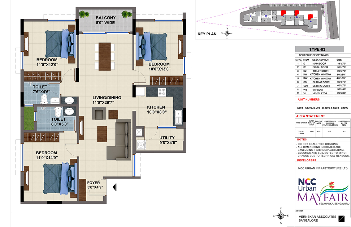 NCC Urban Mayfair typical floor plan Yelahanka Bangalore