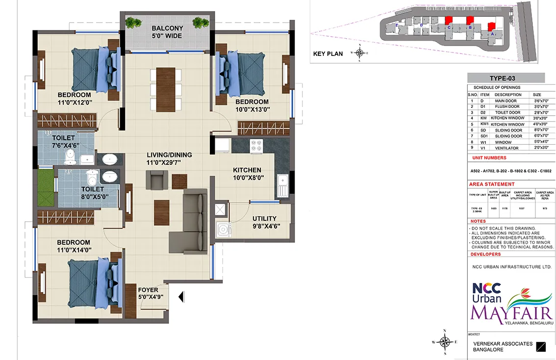 NCC Urban Mayfair typical floor plan Yelahanka Bangalore