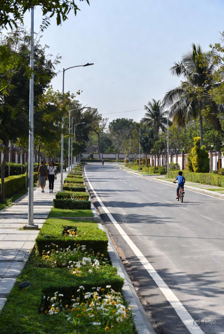 Landscaped walking trail at Fresh As A Daisy Yelahanka